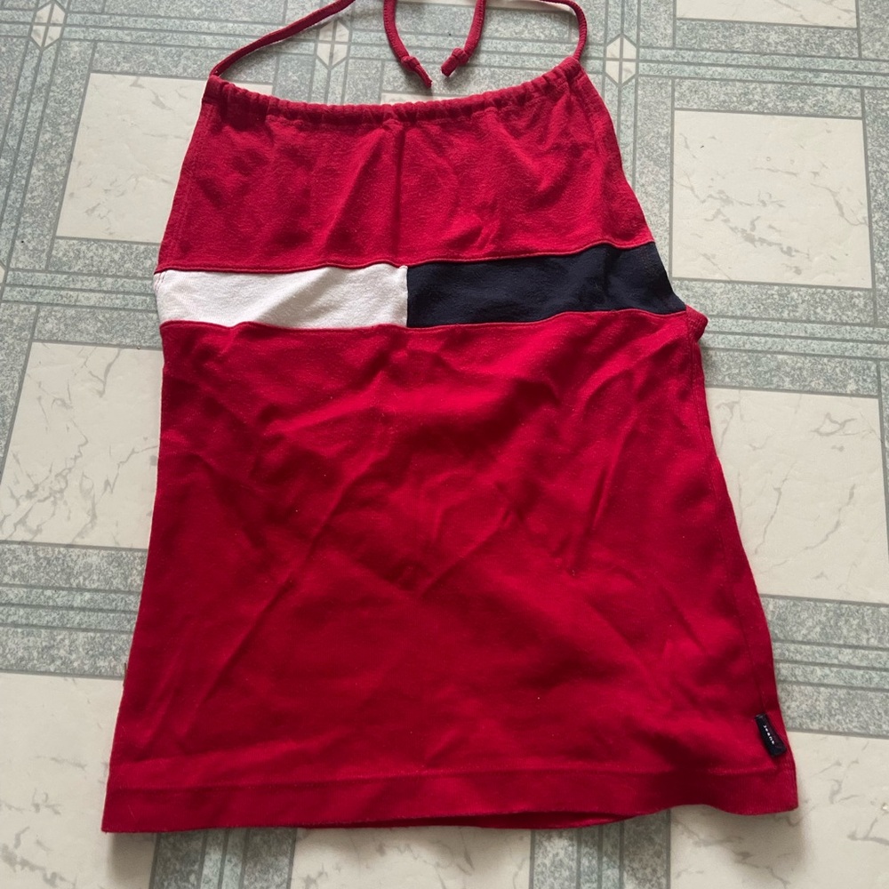 Red and Black Women's Halter Top